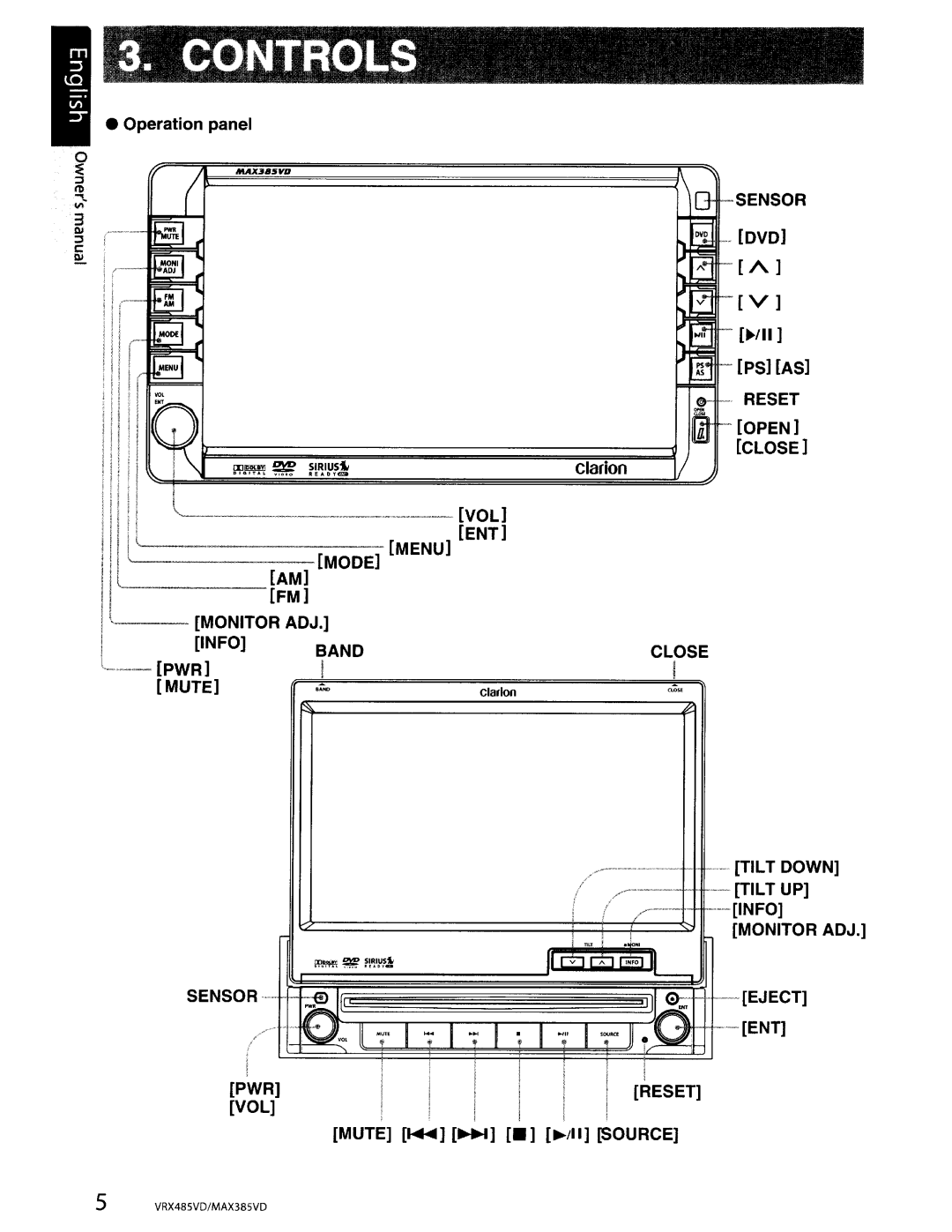 Clarion VRX485VD, MAX385VD installation manual Ps As, ~mPI ~ ~!~I!J~, Monitor ADJ, Pwr, Sensor- -~, ~/II Source 