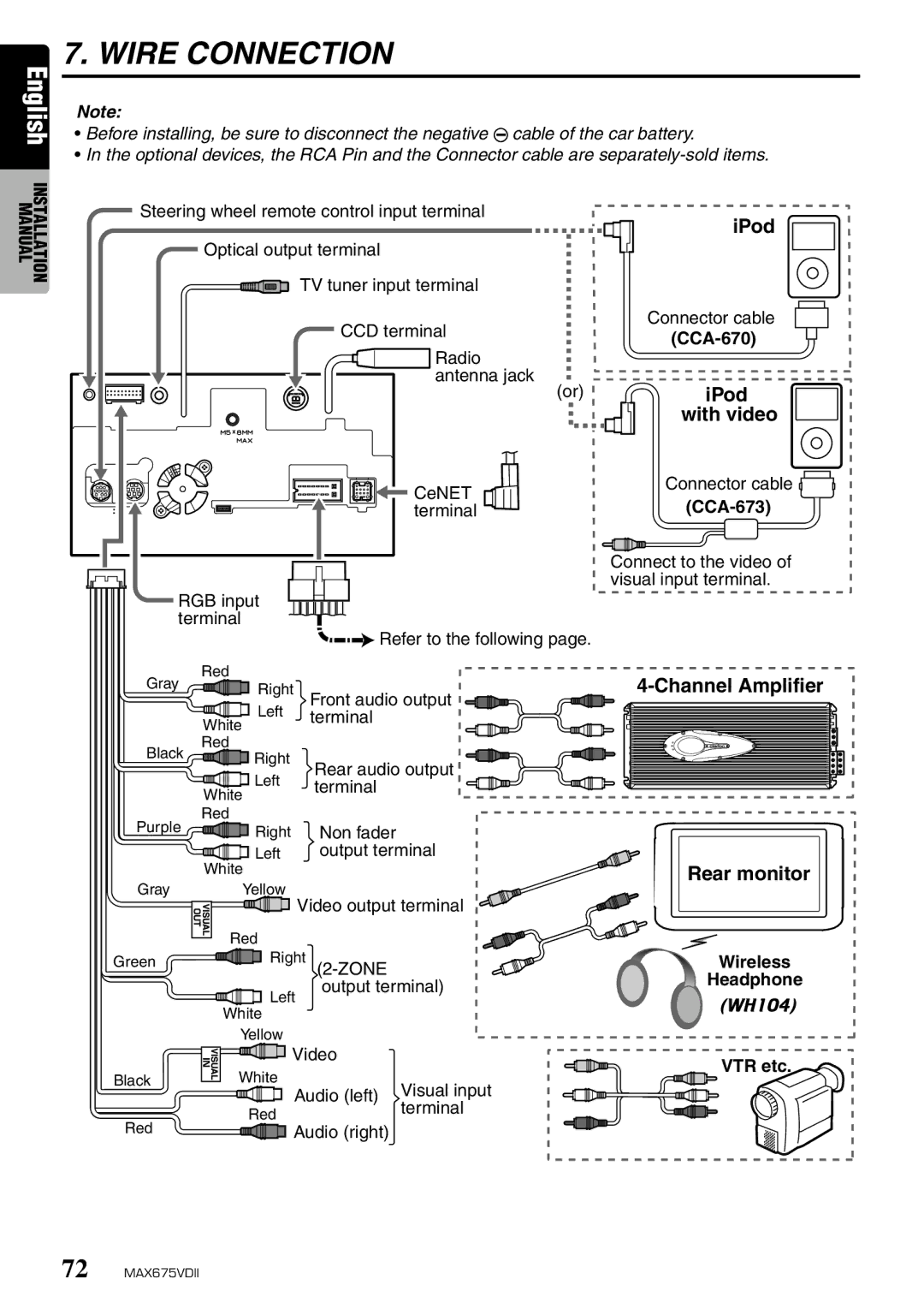 Clarion MAX675VDII owner manual CCA-670, CCA-673, Wireless Headphone 