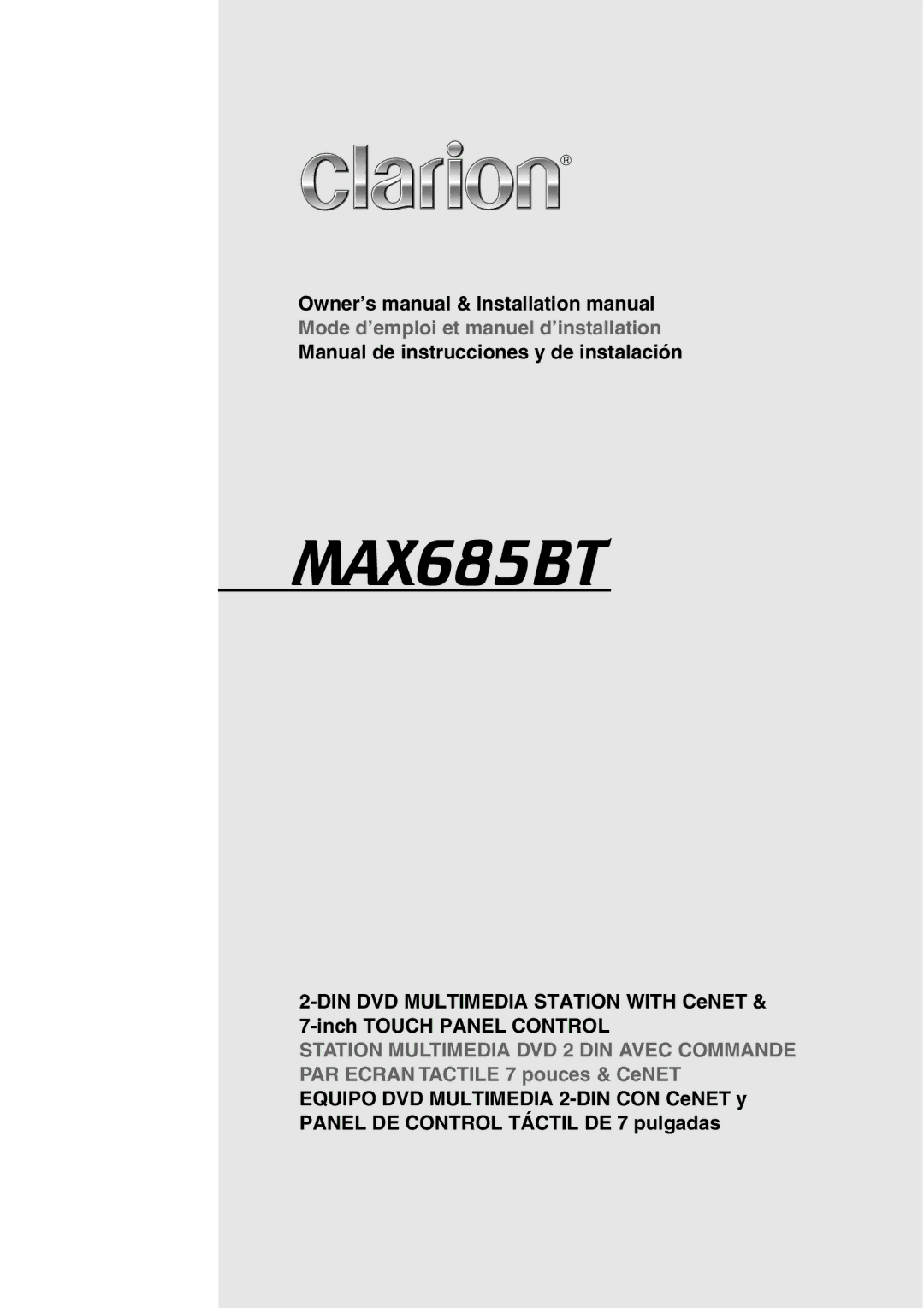 Clarion MAX685BT owner manual 