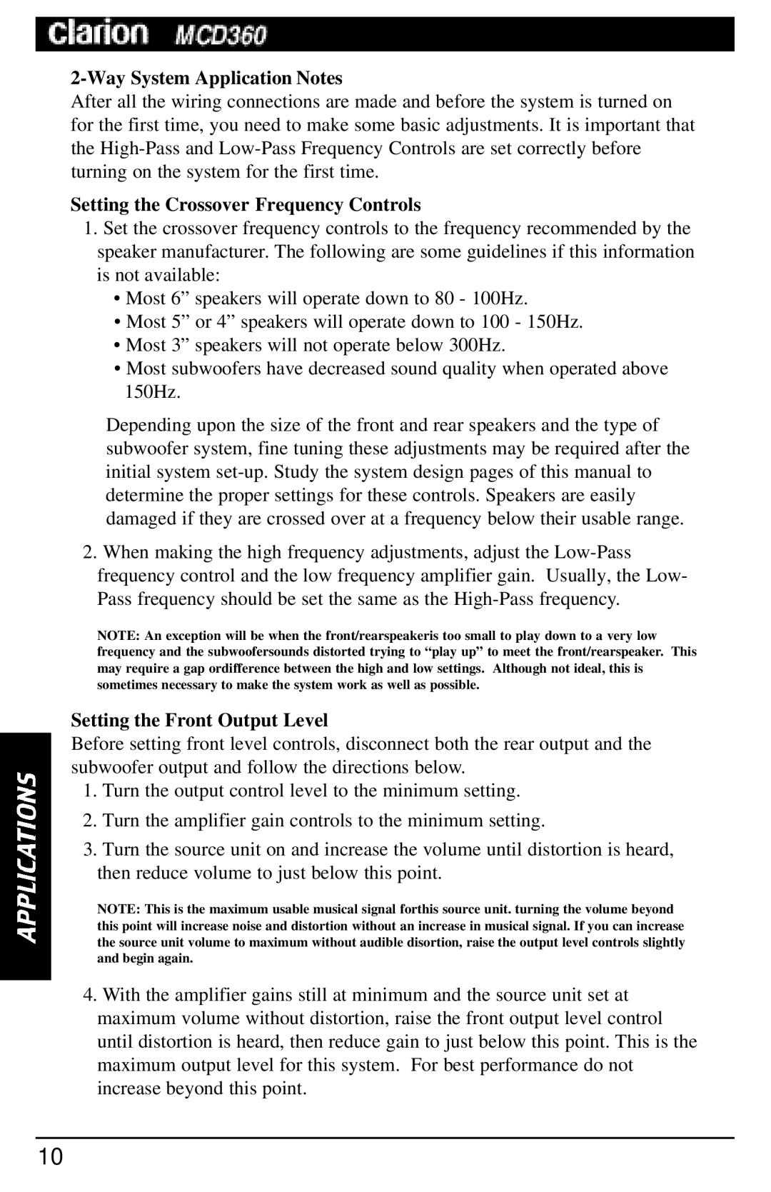 Clarion MCD360 manual Way System Application Notes 