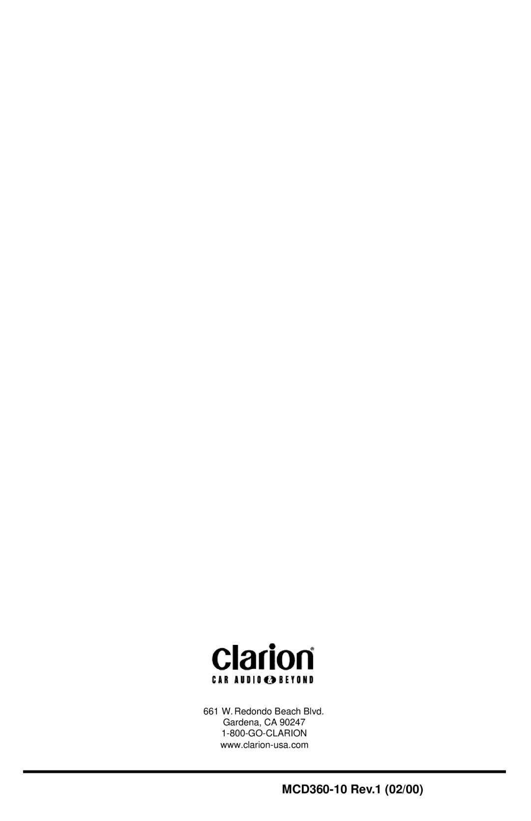 Clarion manual MCD360-10 Rev.1 02/00 