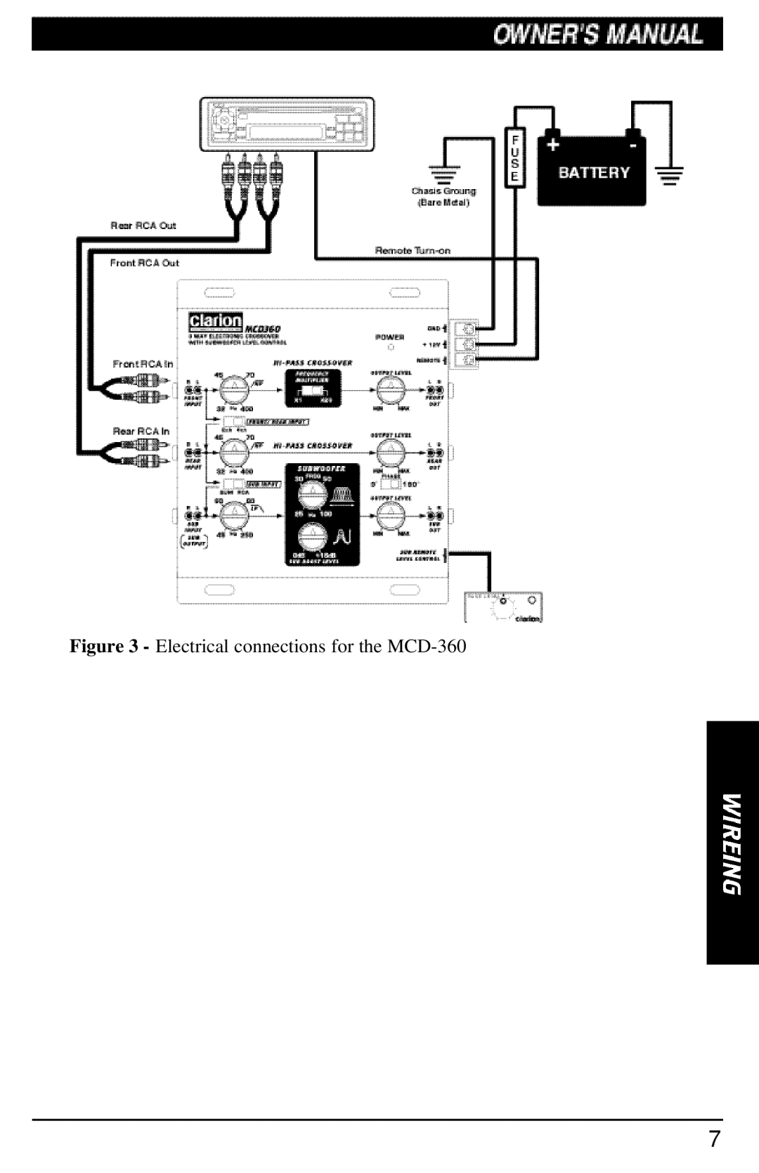 Clarion MCD360 manual Electrical connections for the MCD-360 