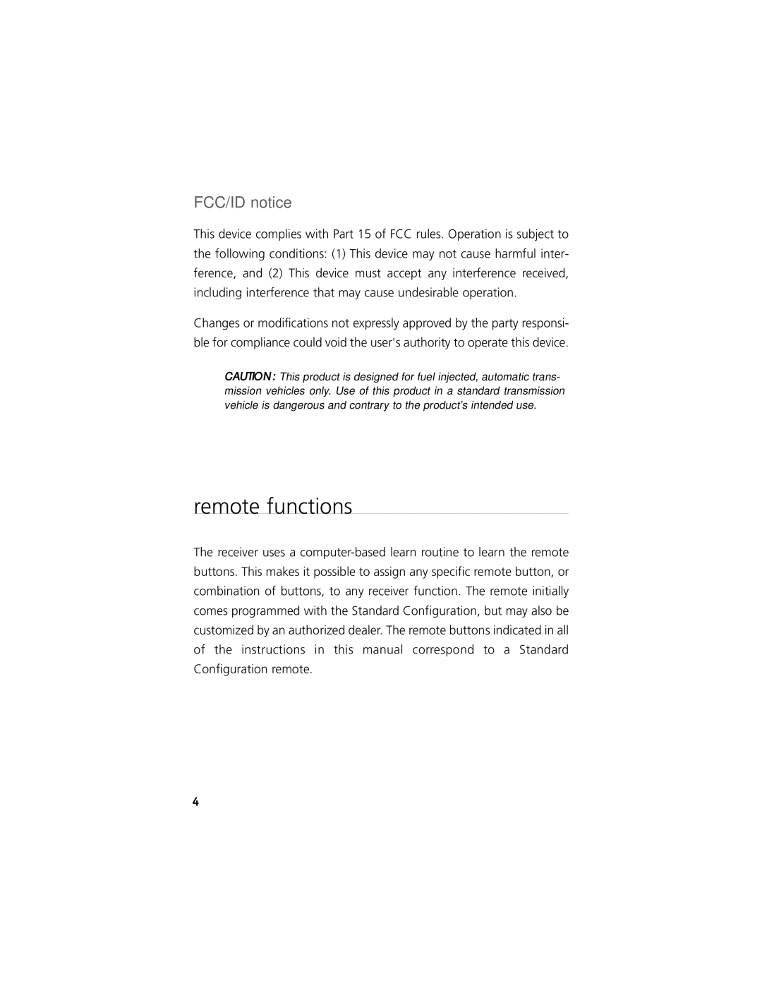 Clarion Model RK1 manual Remote functions, FCC/ID notice 