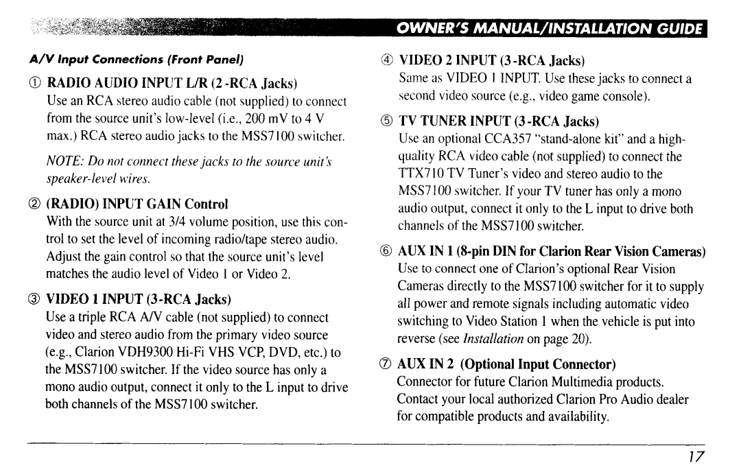 Clarion MSS7100 manual 