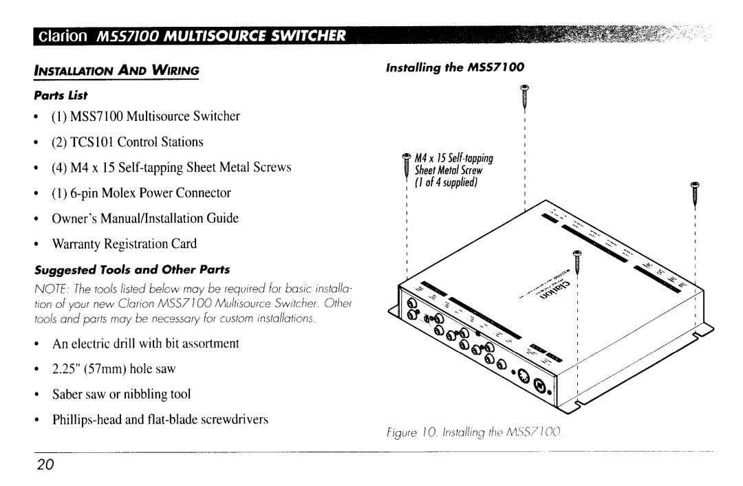 Clarion MSS7100 manual 