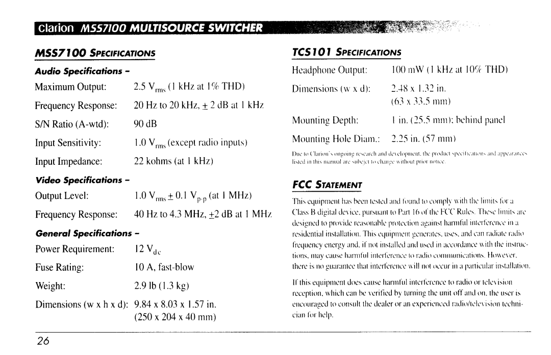 Clarion MSS7100 manual 