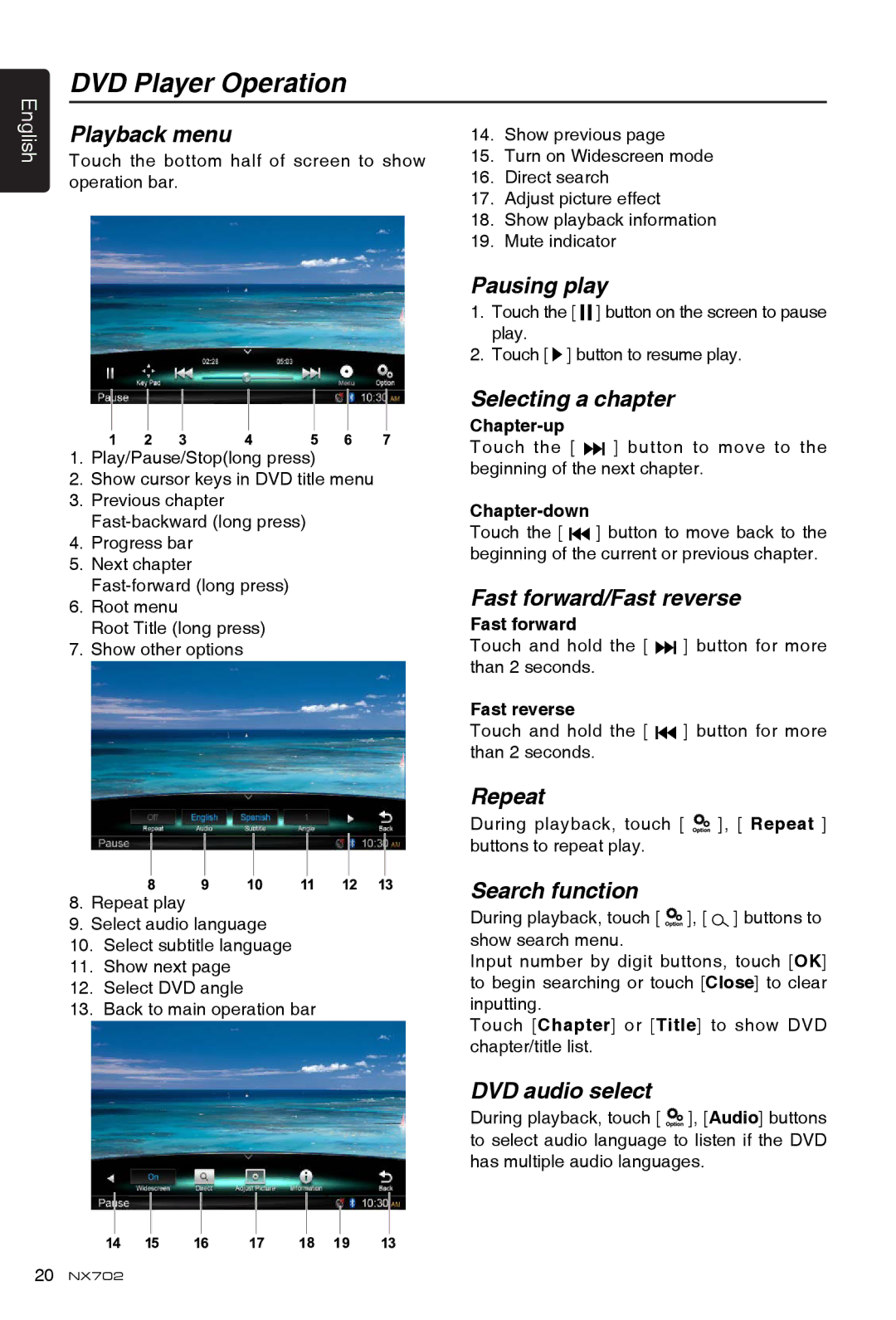 Clarion NX702 owner manual DVD Player Operation 