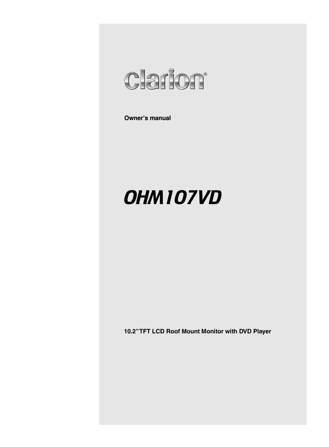 Clarion OHM107VD manual 