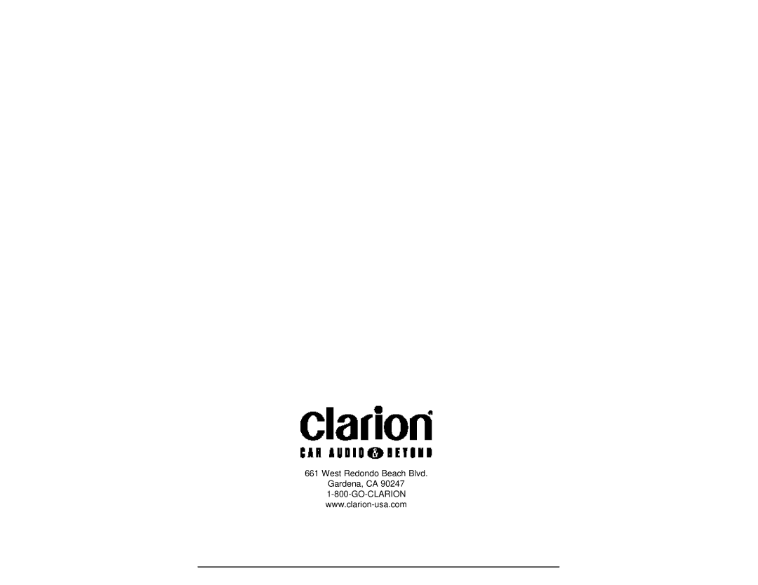 Clarion OHM642 owner manual West Redondo Beach Blvd Gardena, CA 