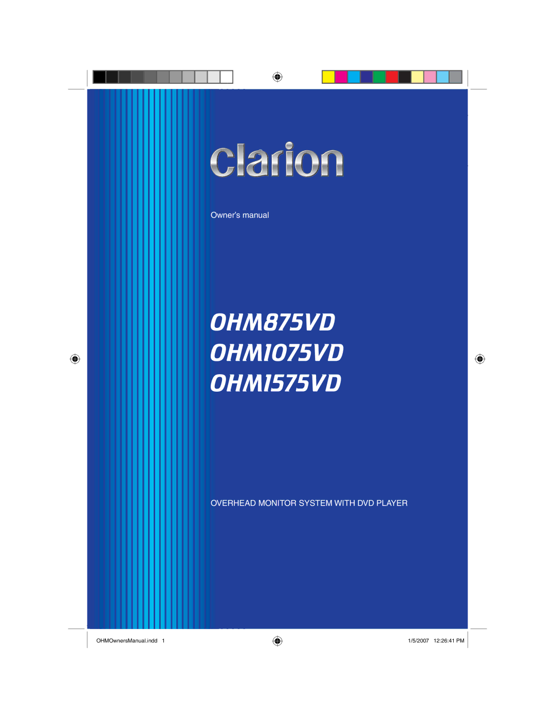 Clarion owner manual OHM875VD OHM1075VD OHM1575VD 