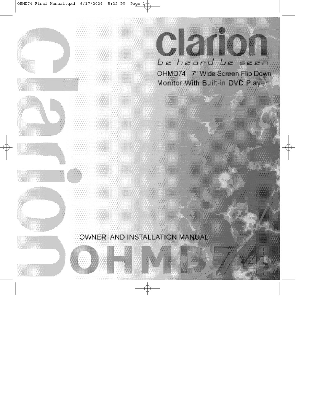 Clarion manual OHMD74 Final Manual.qxd 6/17/2004 532 PM 