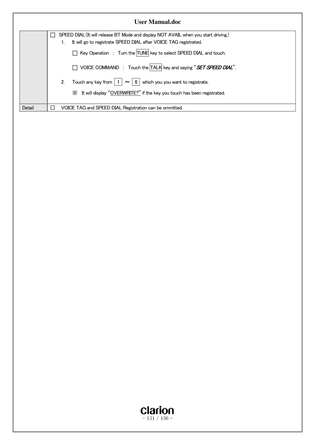 Clarion PF-3380I-A user manual Voice Command 