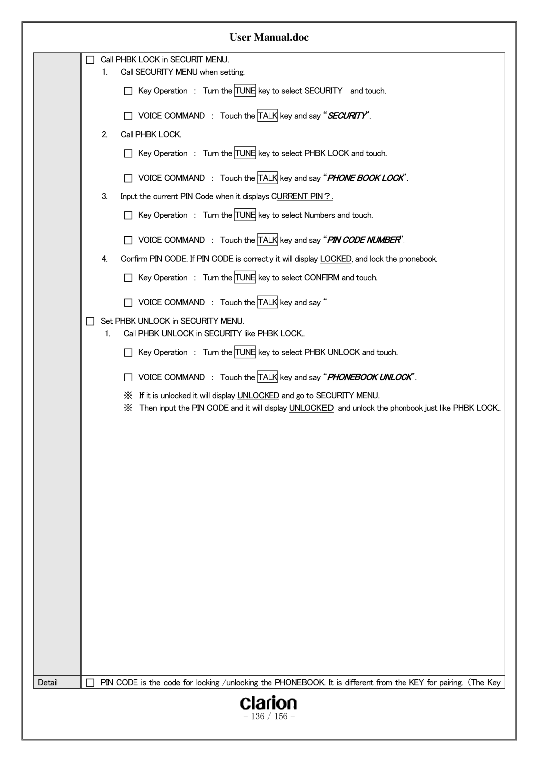 Clarion PF-3380I-A user manual 136 