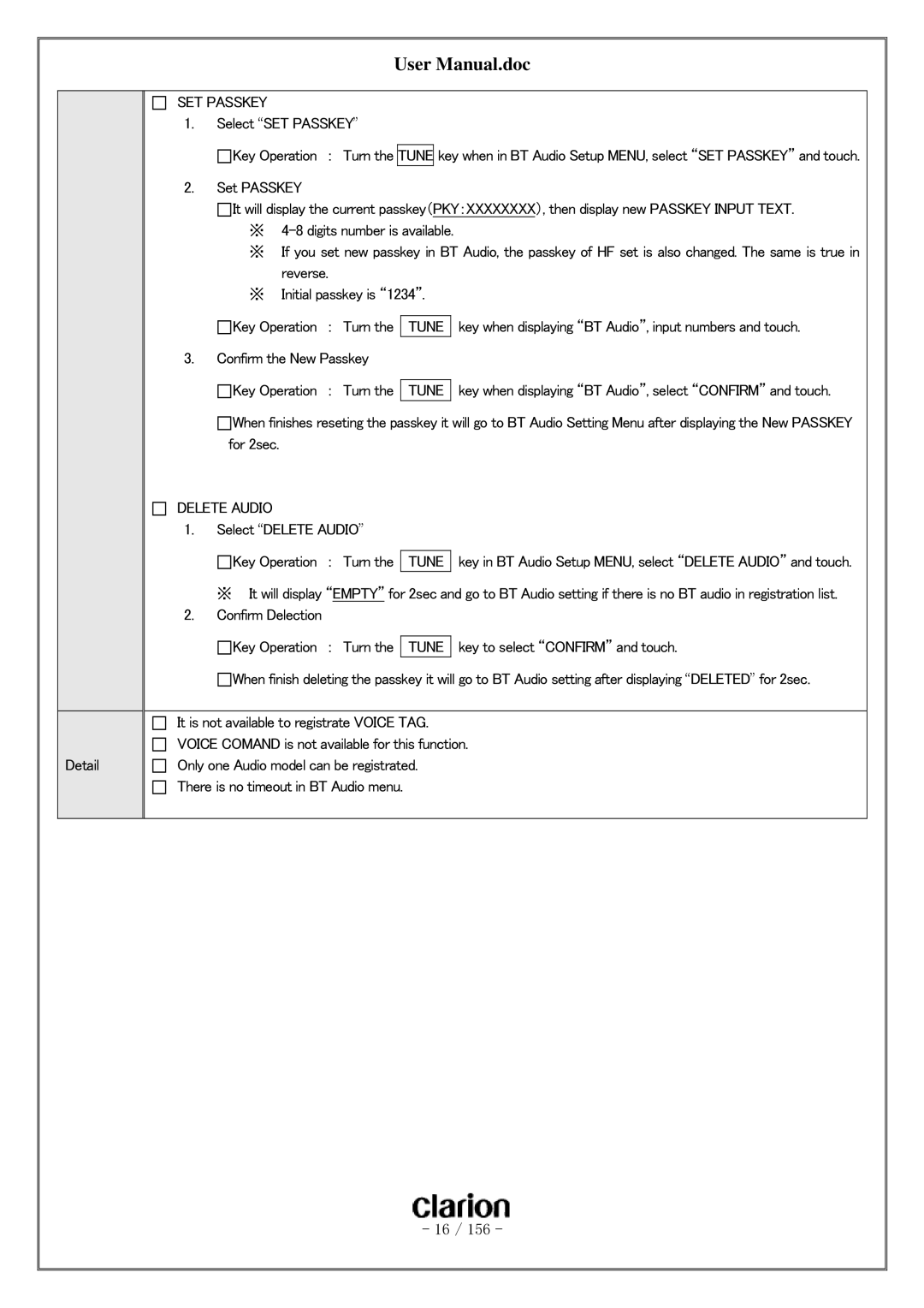 Clarion PF-3380I-A user manual Detail 