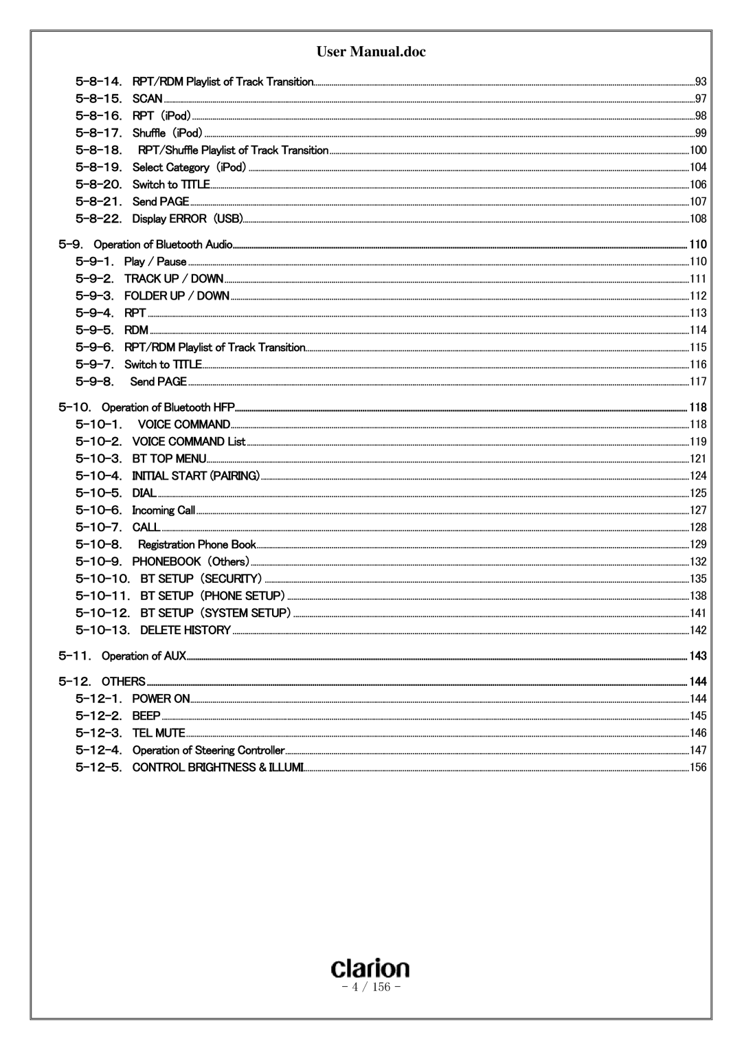 Clarion PF-3380I-A user manual Voice Command 