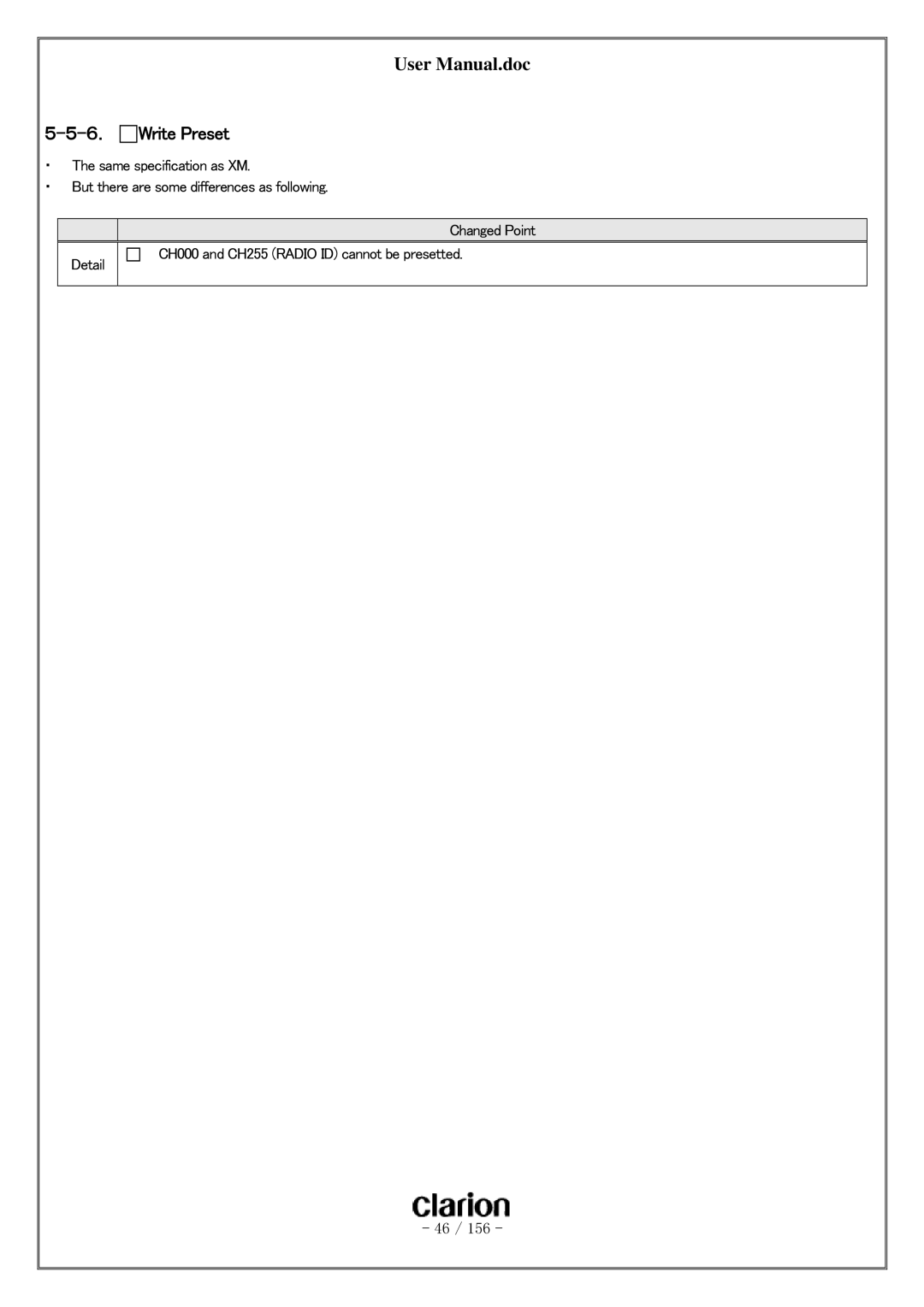 Clarion PF-3380I-A user manual ６． Write Preset 