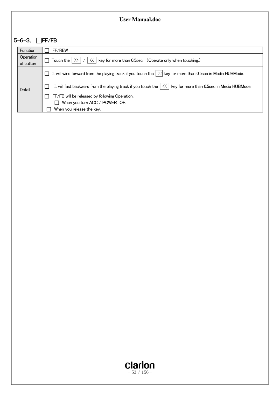 Clarion PF-3380I-A user manual ３． FF/FB, Ff/Rew 