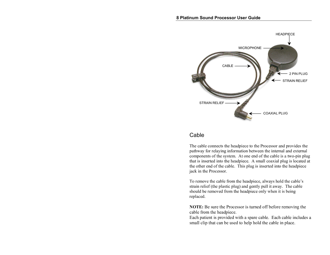 Clarion Platinum Sound Processor manual Cable 