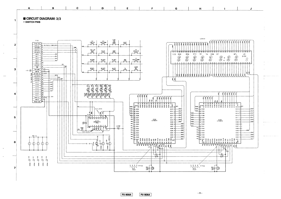 Clarion PU-9836A service manual Circuit Diagram 3/3, Switchpwb 