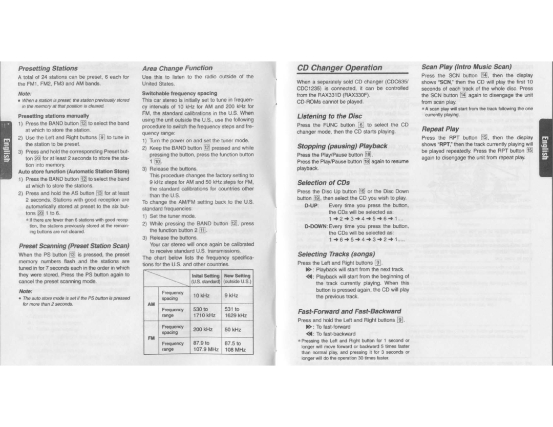 Clarion RAX330F, RAX331D manual 