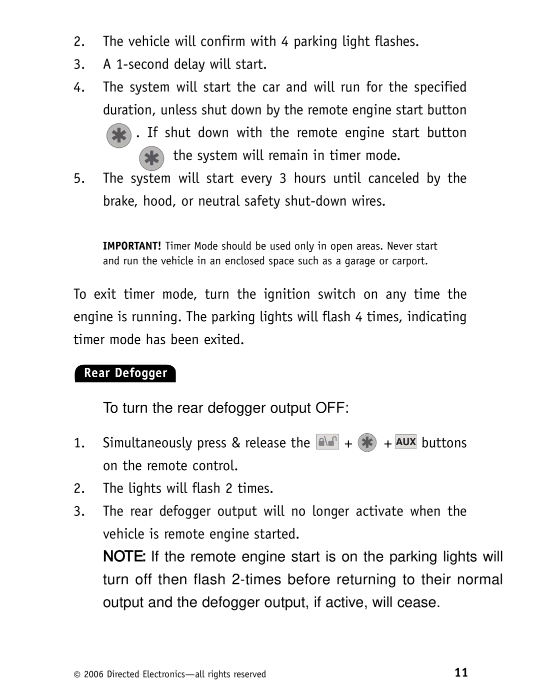 Clarion RS10 manual To turn the rear defogger output OFF 