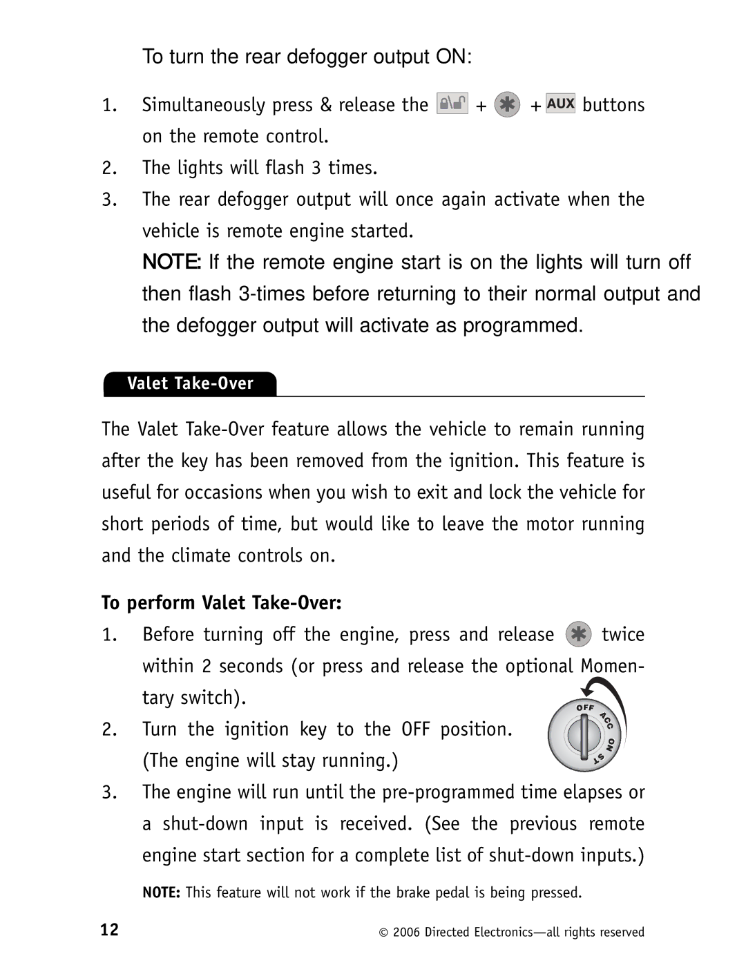 Clarion RS10 manual To perform Valet Take-Over 