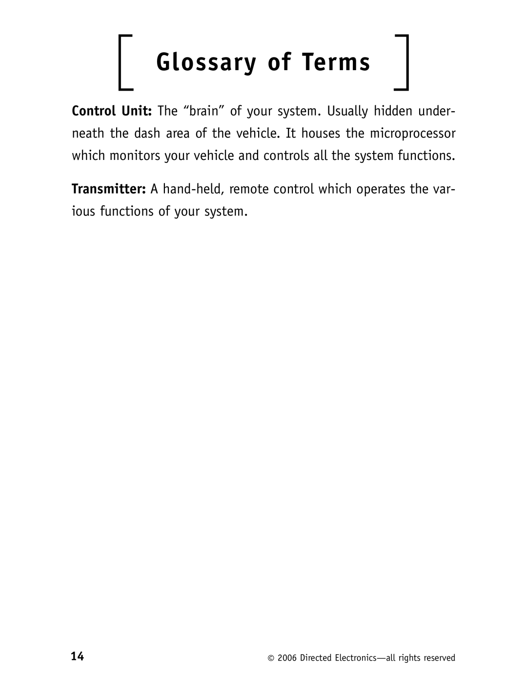 Clarion RS10 manual Glossary of Terms 