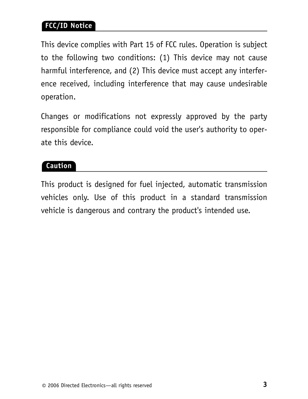 Clarion RS10 manual FCC/ID Notice 