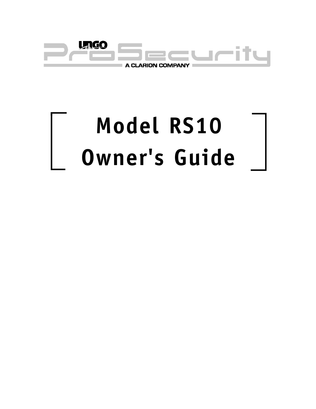 Clarion manual Model RS10 Owners Guide 