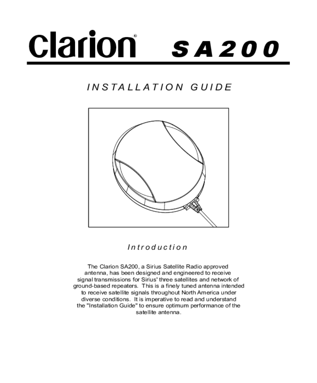 Clarion SA200 manual A 2 0 