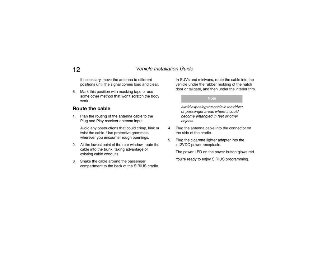 Clarion Sattelite Radio manual Route the cable 