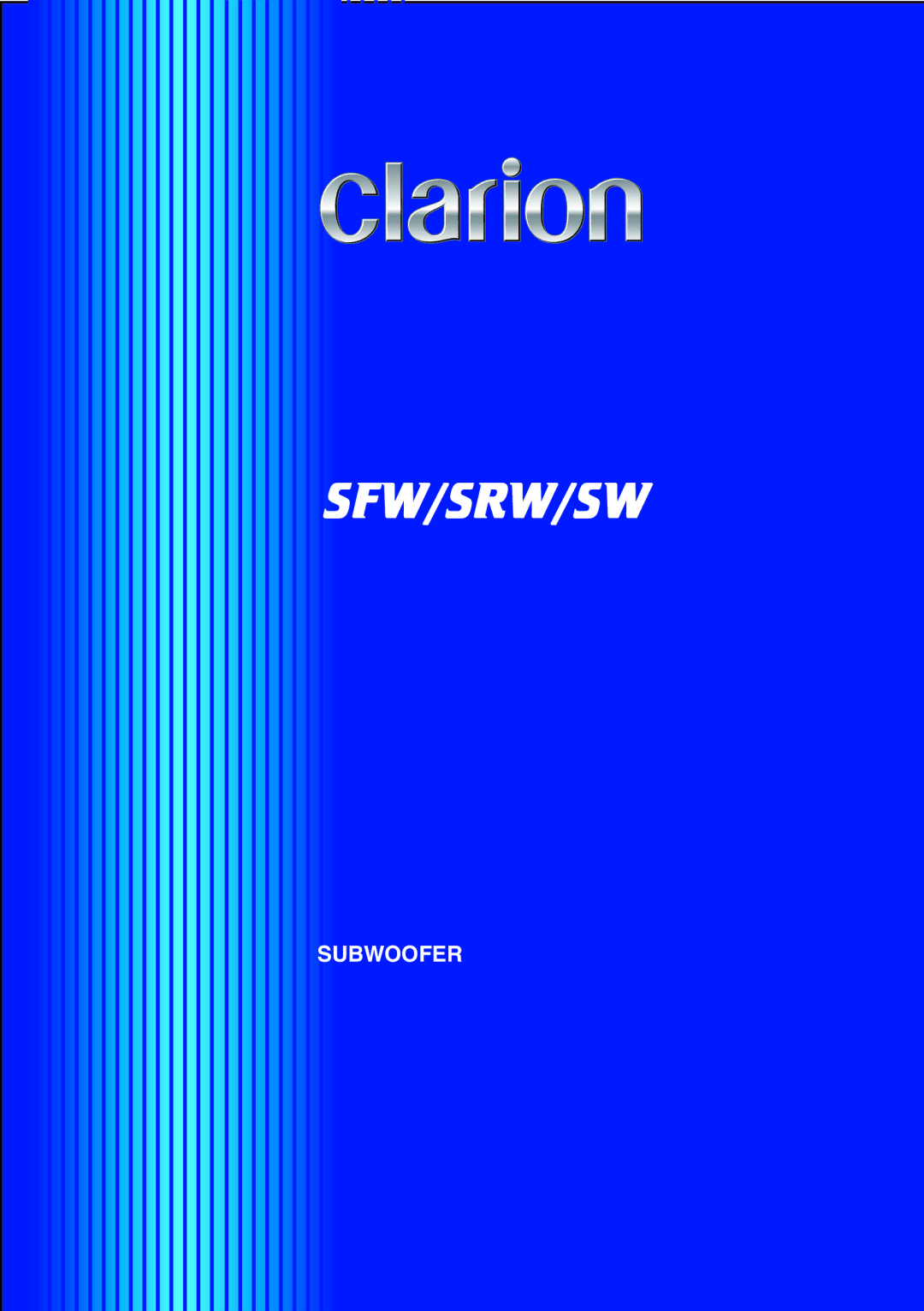 Clarion SRW, SFW, SW manual Sfw/Srw/Sw 