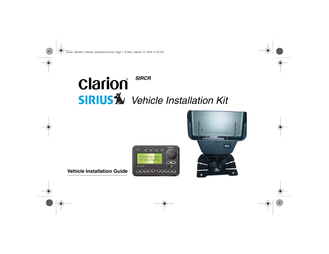 Clarion SIRCR manual Vehicle Installation Kit, Vehicle Installation Guide 