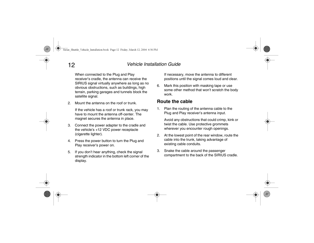 Clarion SIRCR manual Route the cable 