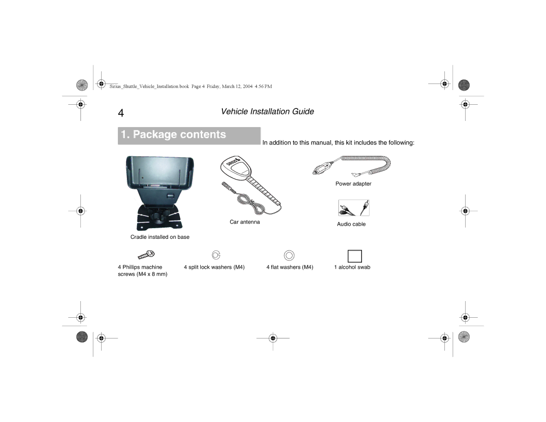 Clarion SIRCR manual Package contents 