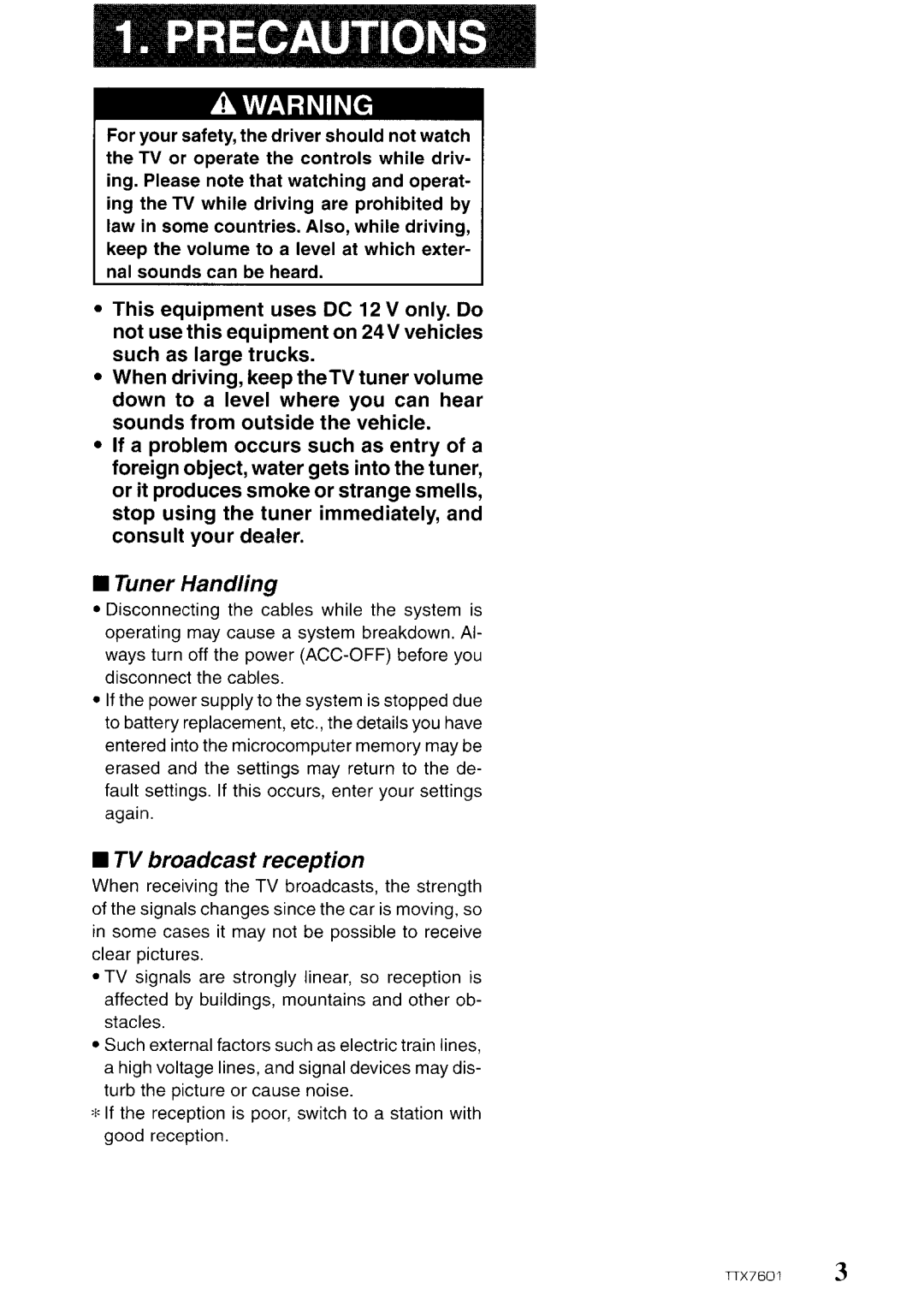 Clarion TTX7601 manual 