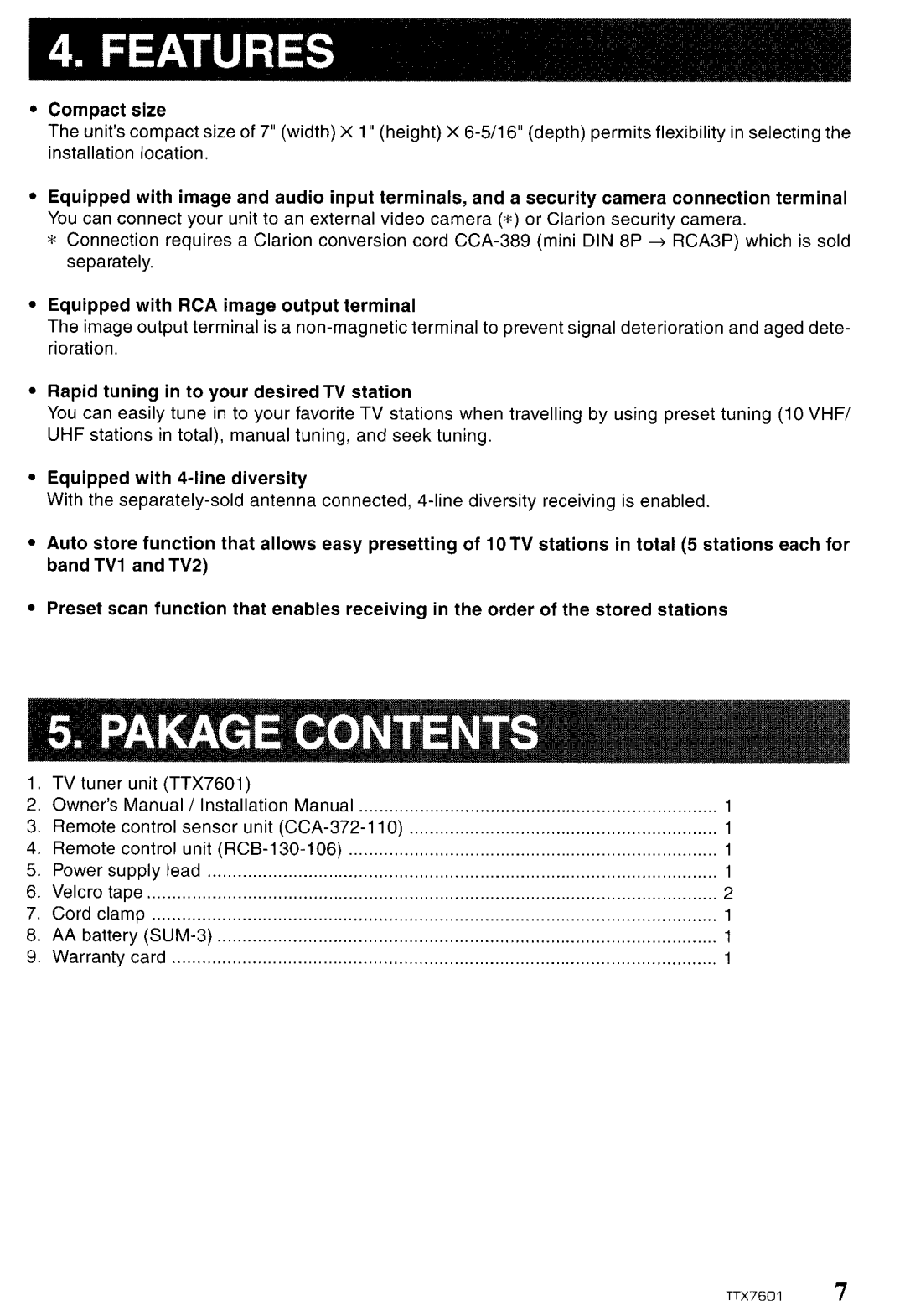 Clarion TTX7601 manual 