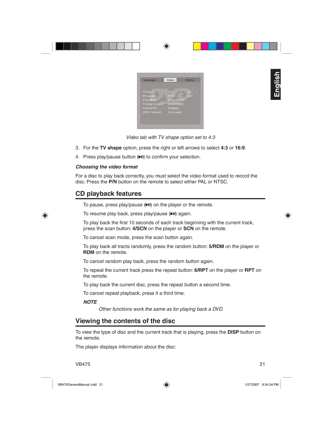 Clarion VB475 owner manual CD playback features, Viewing the contents of the disc 