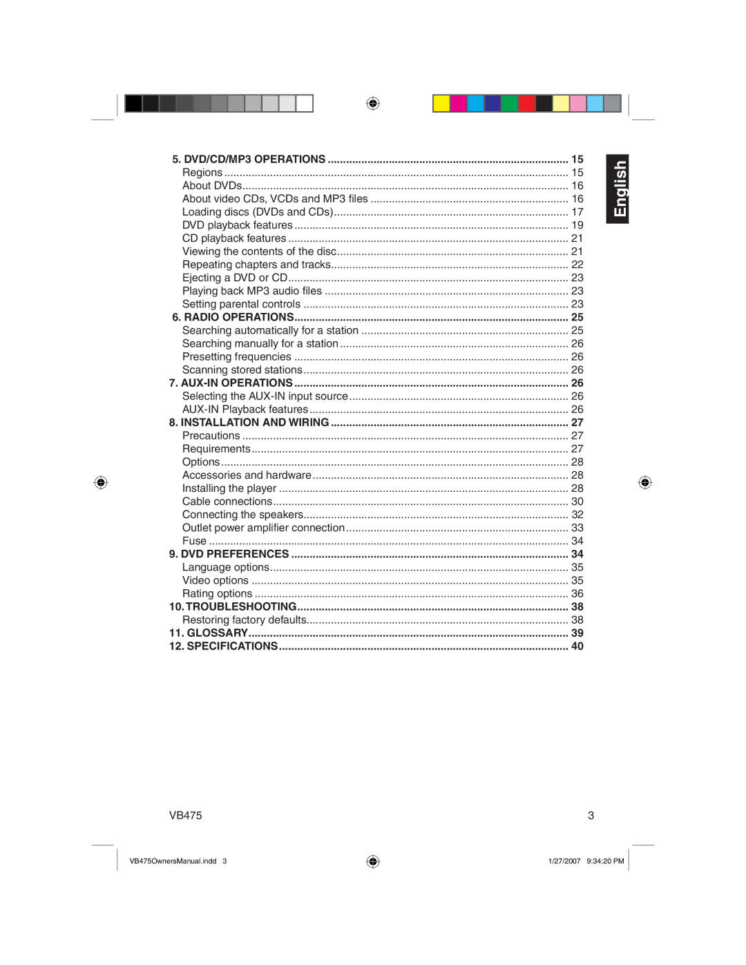 Clarion VB475 owner manual AUX-IN Operations 