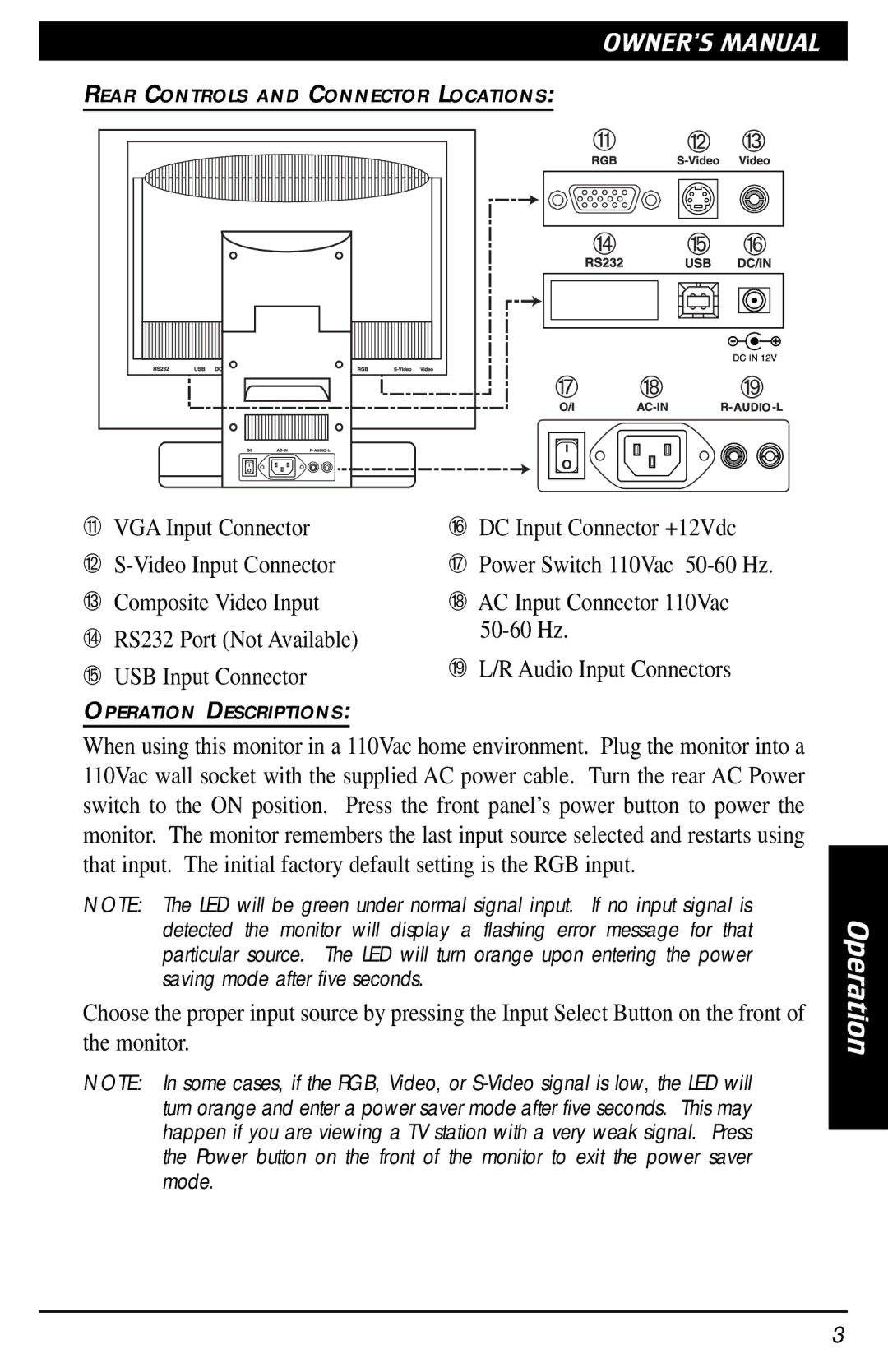 Clarion VMA1891 owner manual Operation 