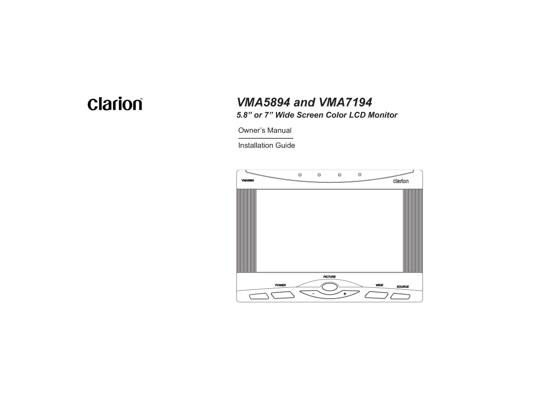 Clarion owner manual VMA5894 and VMA7194 