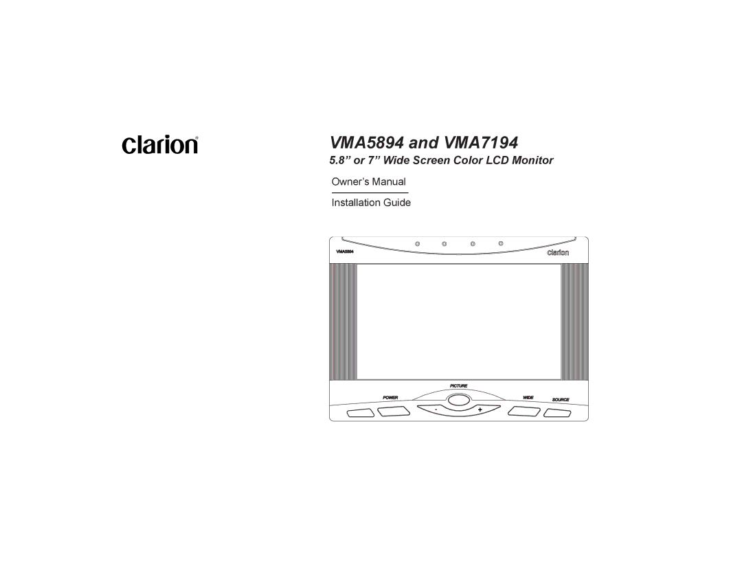 Clarion owner manual VMA5894 and VMA7194 