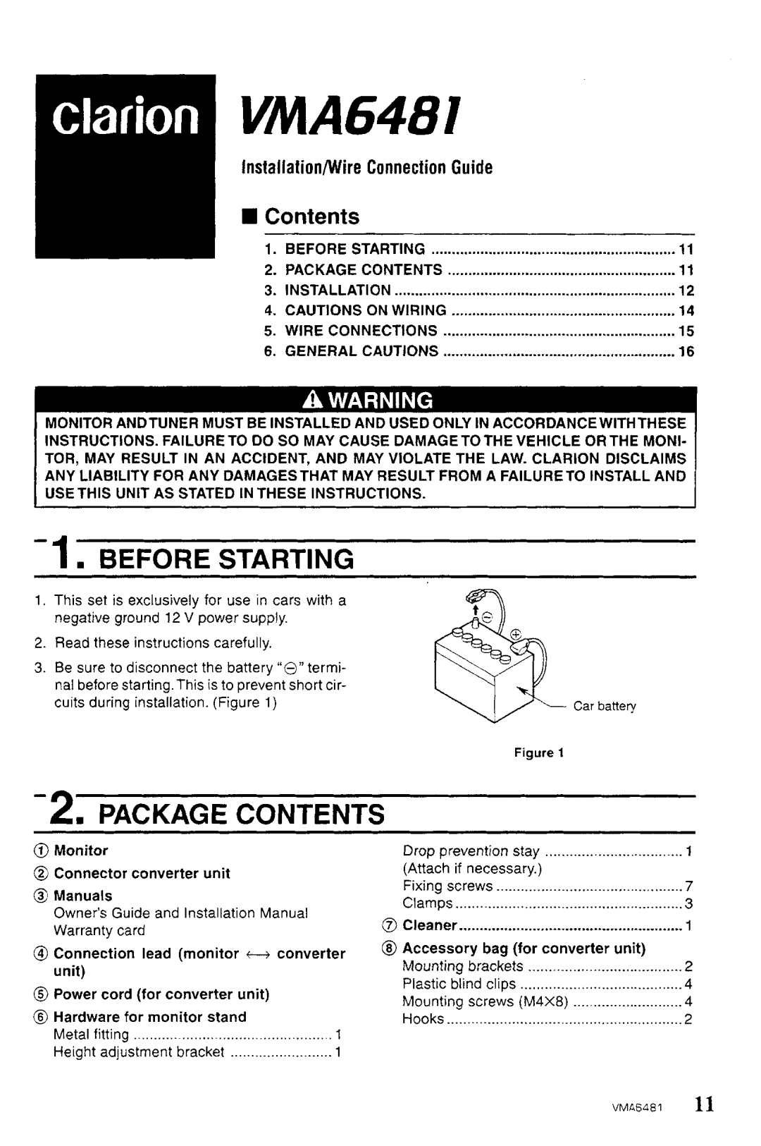 Clarion VMA6481 manual 