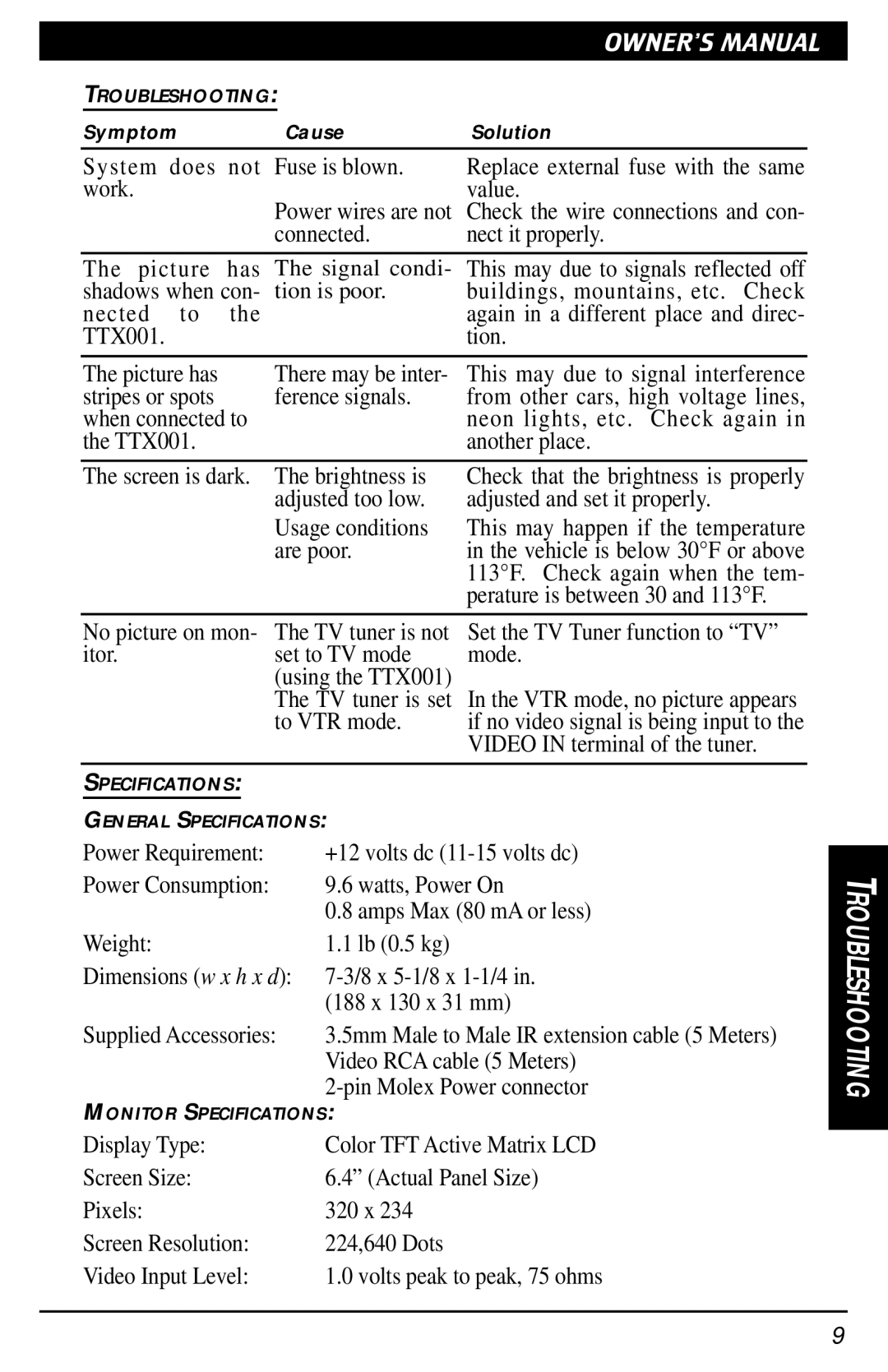 Clarion VMA6491 owner manual System Does Not Fuse is blown 