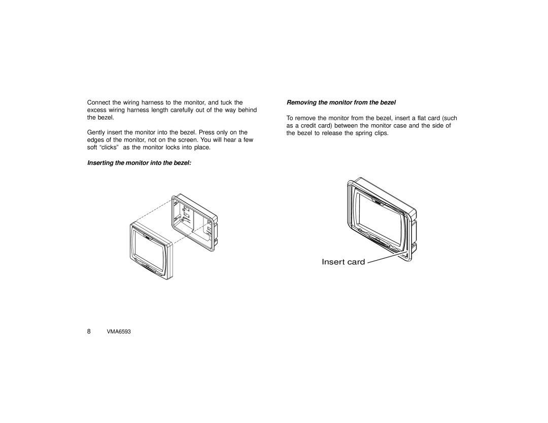 Clarion VMA6593 specifications Insert card 