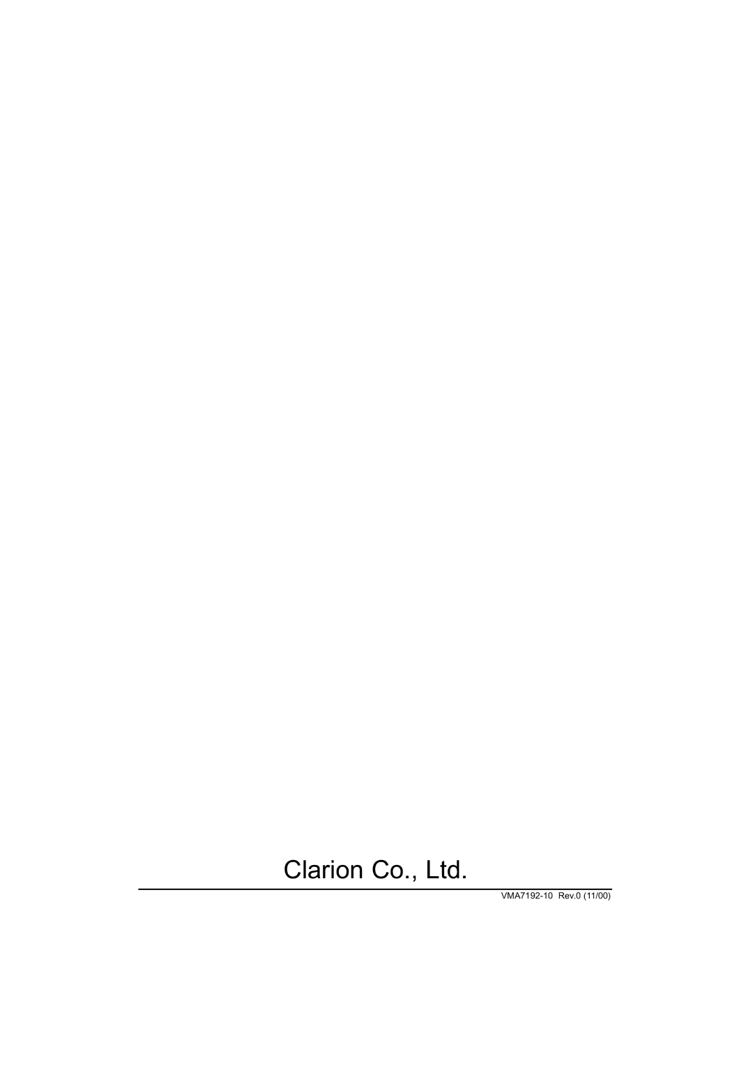 Clarion owner manual VMA7192-10 Rev.0 11/00 