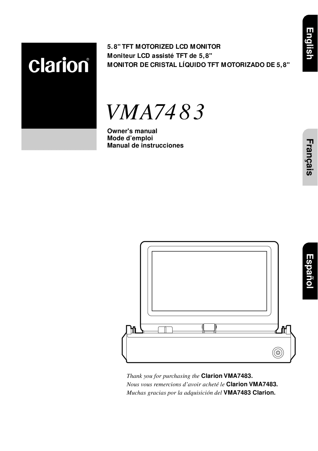 Clarion VMA7483 owner manual Mode d’emploi Manual de instrucciones 