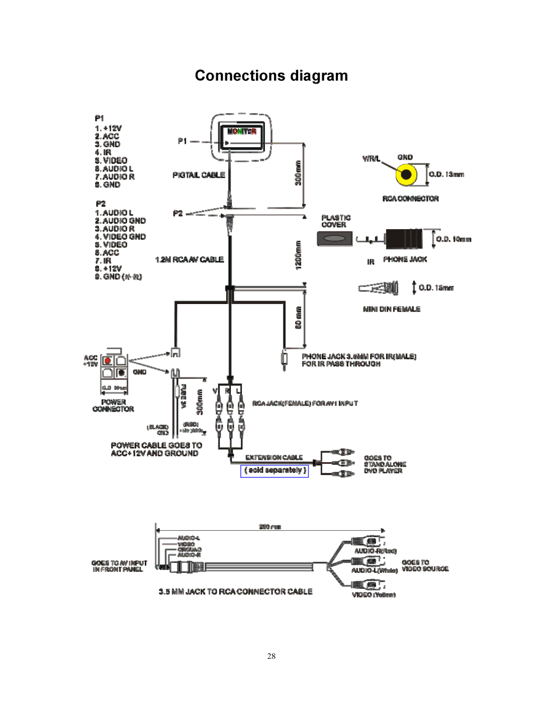 Clarion VMA773, VMA573 manual Connections diagram 