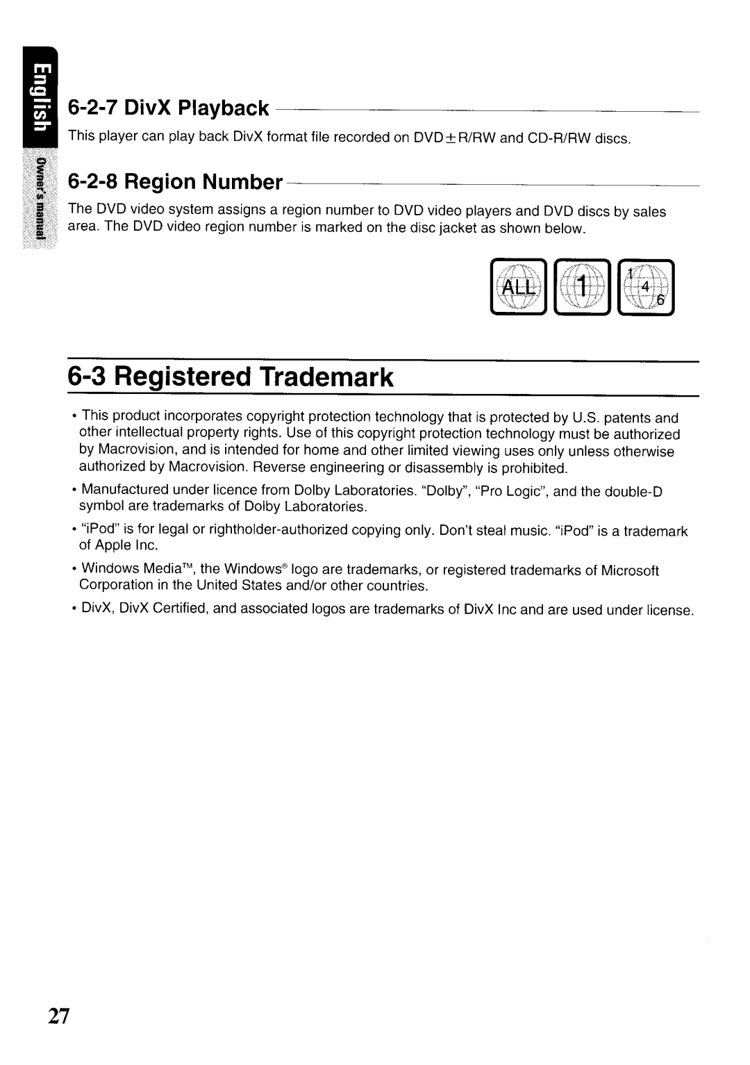 Clarion VRX575USB owner manual Registered Trademark, DivX Playback 