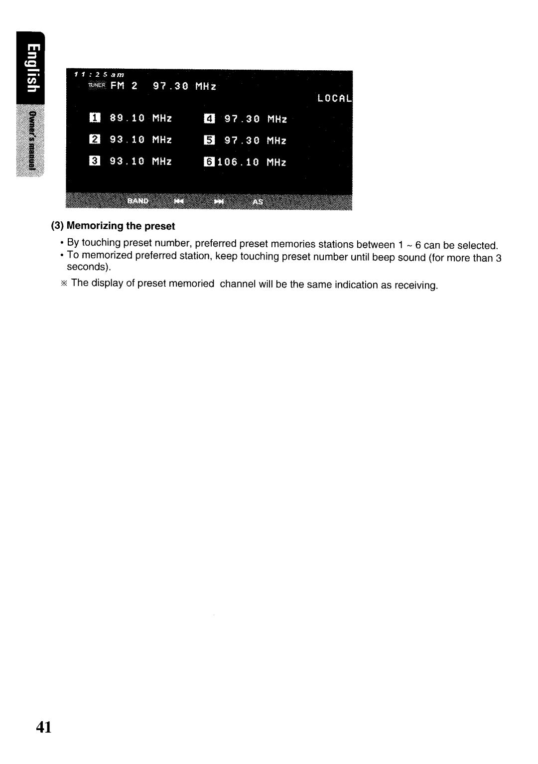 Clarion VRX575USB owner manual Memorizing the preset 